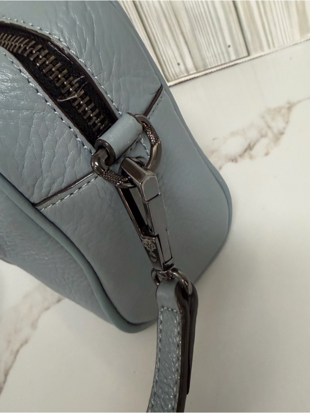 Oryany Light Blue Pebbled Leather Crossbody Bag - Picture 5 of 12